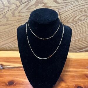Vintage Gold Tone Station Chain Necklace Delicate Infinity Link Layering 26 Inch